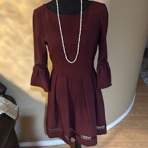 Eliza J Wine Midi Fit-and-Flare Dress